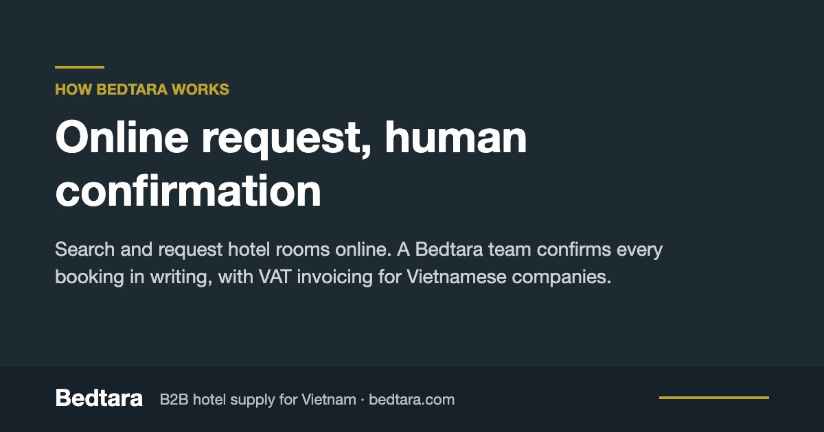 Online Request, Human Confirmation at Bedtara